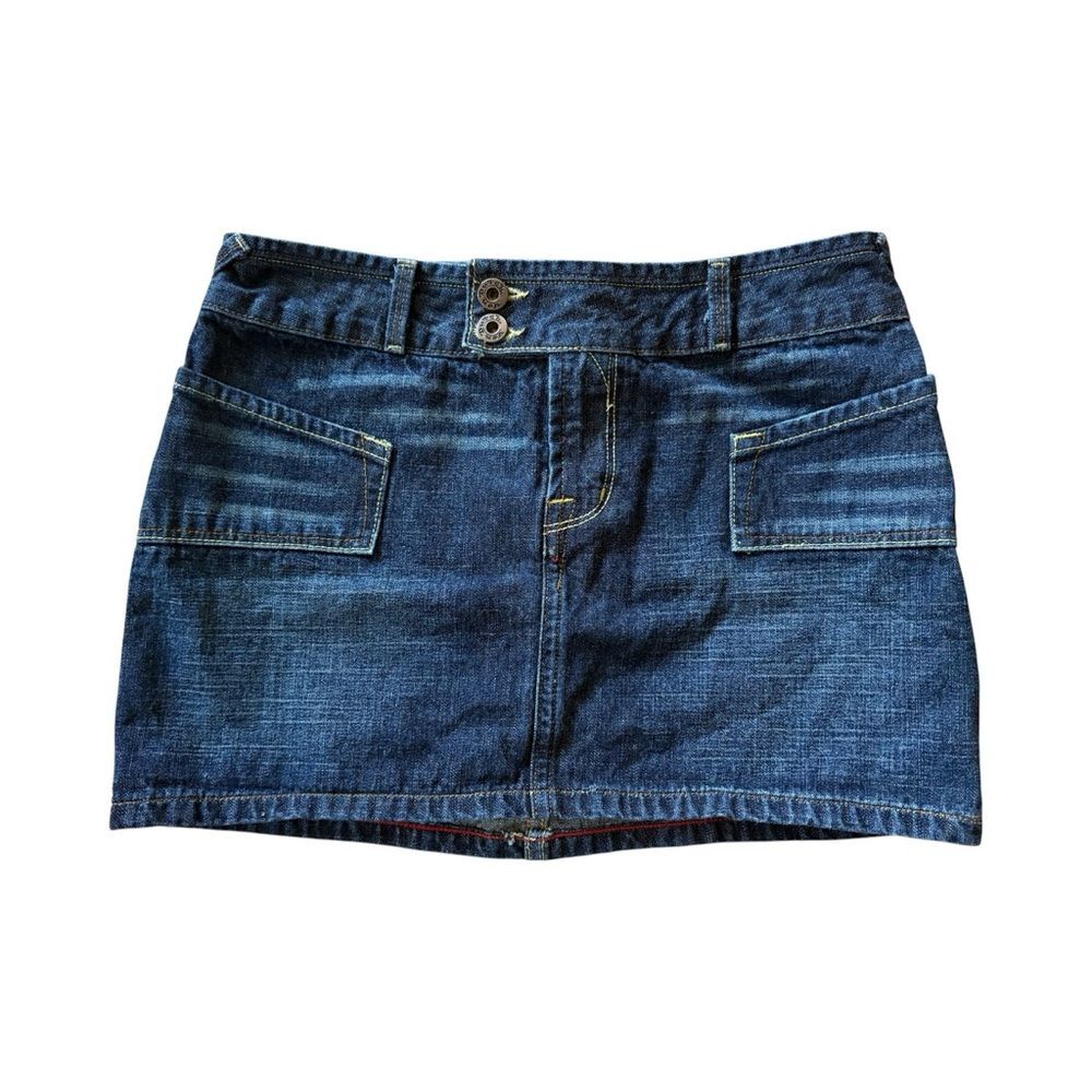 Y2k 90’s vintage Von Dutch dark wash denim mini skirt